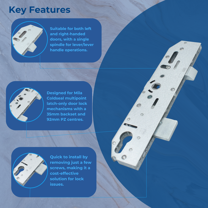 Genuine Mila Coldseal Door Lock Gearbox Centre Case uPVC 35mm Single Spindle