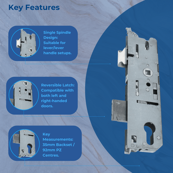 Fuhr Replacement uPVC Door Lock Centre Case Gear Box  35mm Backset