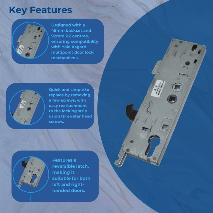 Yale Asgard 45mm Multi Point Upvc Door Lock Gear Box Case