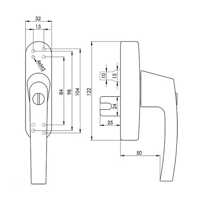 Roto Siegenia Si Aubi Alu500 Aluminium Tilt Turn Window Handle Replacement Fork & Blade