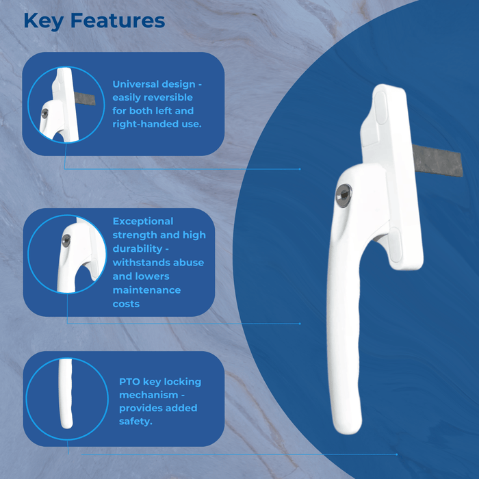 Cadenza UPVC Espag Key Locking Window Handle Replacement Tongue Spade Driven