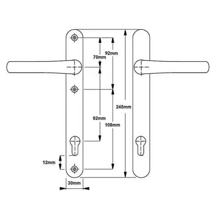 Hoppe Atlanta Lever Lever UPVC Multipoint Door Handles - 92mm PZ Unsprung 200mm Screw Centres Triple Screw Suits Roto