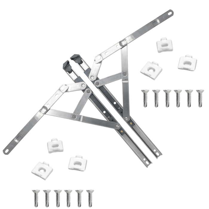 Egress Friction Stay Window Hinges 12" & 16" – Universal uPVC Hinges – 13mm & 17mm Stack Heights – Hinge Kit