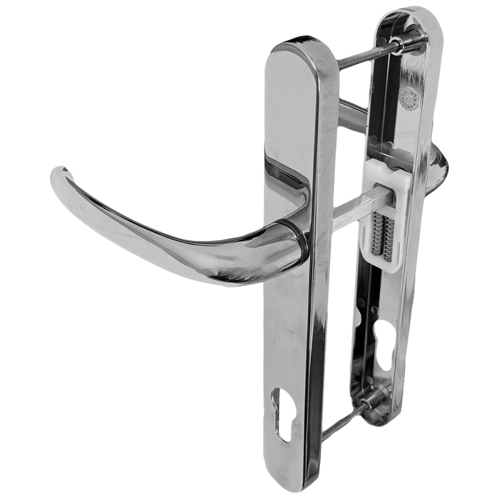 UPVC Double Glazing 92PZ 210mm Screw Centres Sprung Door Handle Set PVC Long Backplate	