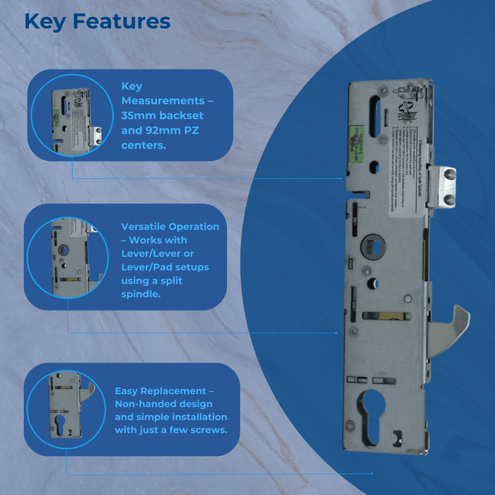 Era - Saracen Upvc Door Lock Gear Box Lock Case With Era Hook 35mm 92mm