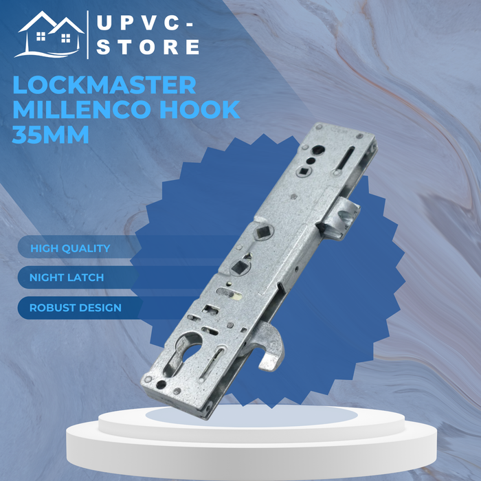 Lockmaster - Millenco Upvc Gearbox Door Lock (Hook) 35mm 92mm 62mm Night Latch