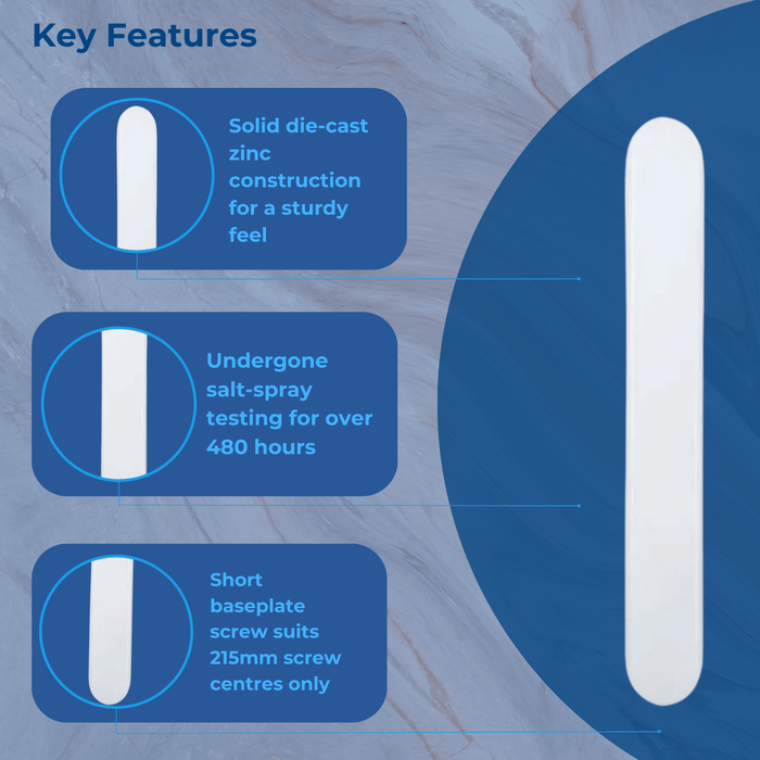 uPVC Door Handle Blank Plate French Doors Blanking Handle PVC 215mm Screw Centres Short Backplate