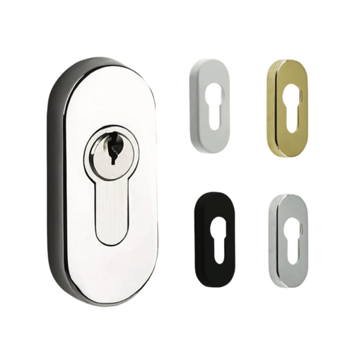 Mila Escutcheon Patio Door Euro Cylinder Cover Plate White Gold Chrome