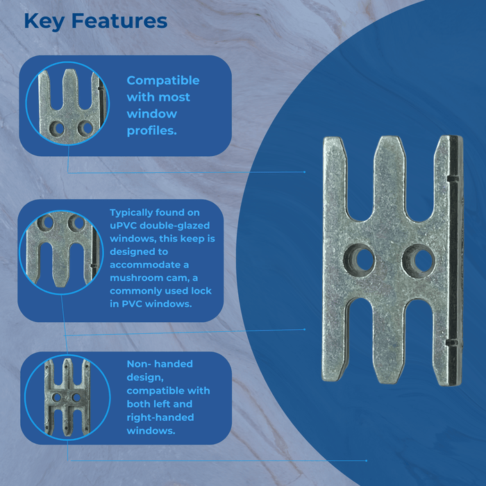 Avocet WMS Upvc Double Glazed Window Lock Keep ERKUNIM Universal Strike Plate