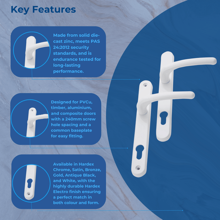 Fab Fix Blenheim UPVC Lever Door Handles 92pz 240mm Screw Centres