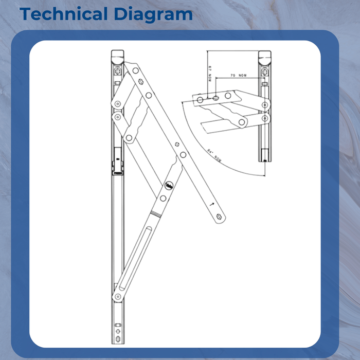 Egress Easy Easi Clean 12" 16" Window Hinges UPVC Side Hung Friction Stay 13mm Stack