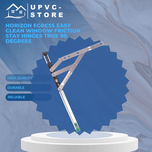 Horizon Egress Window Friction Stay Hinges True 90 Degree – Secure Ventilation Solution 12" & 16" – 13mm & 17mm Stack Heights