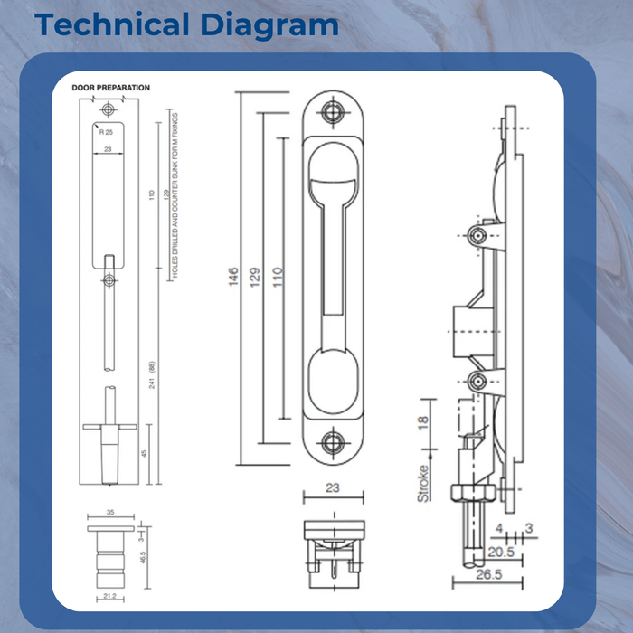 AXIM Flush / Shoot Bolt Suitable For Aluminium Doors flushbolt concealed door