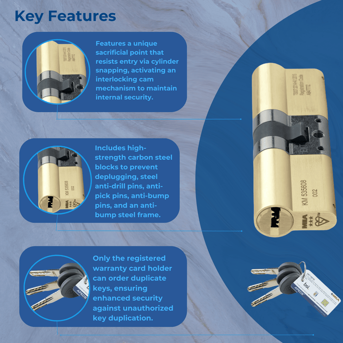 Nickel Brass 3 Star Euro Cylinder Anti Snap Bump High Security uPVC Door Barrel TS007:2014 Lock …