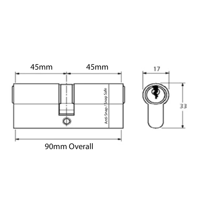 STERLING Euro Cylinder Door Lock uPVC Nickel Silver - Timber Door Barrel 6 Pin 3 Keys