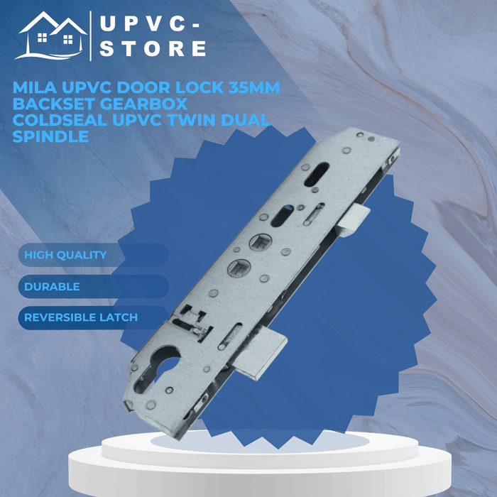 Mila Upvc Door Lock 35mm Backset Gearbox Coldseal Upvc Twin Dual Spindle