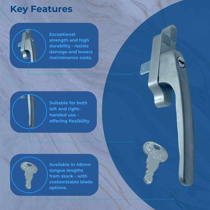 Cadenza Universal Aluminium Window Handle Tongue (spade) Driven Silver