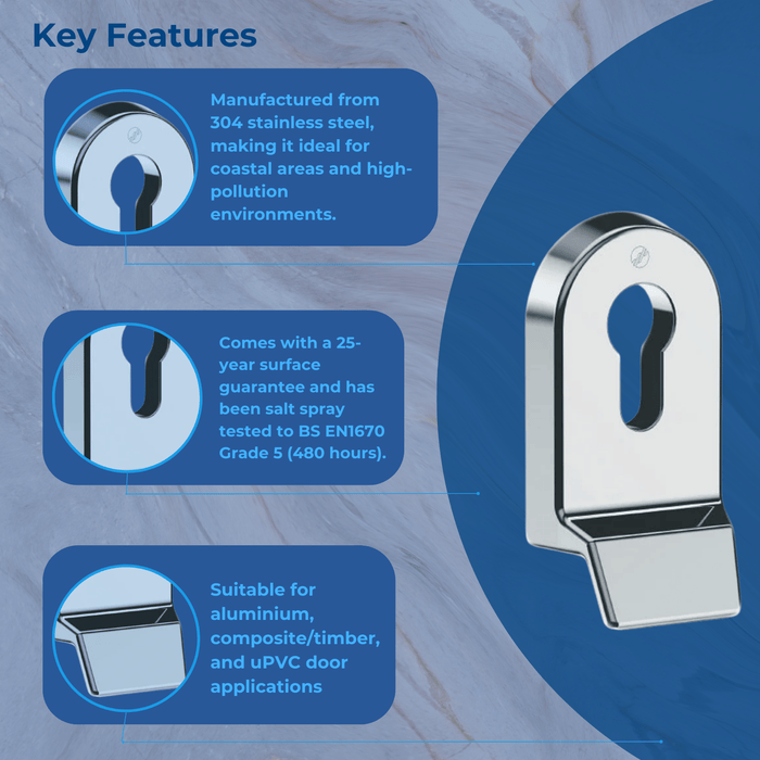 Mila Supa High Quality Polished Chrome Finish Euro Door Cylinder Pull