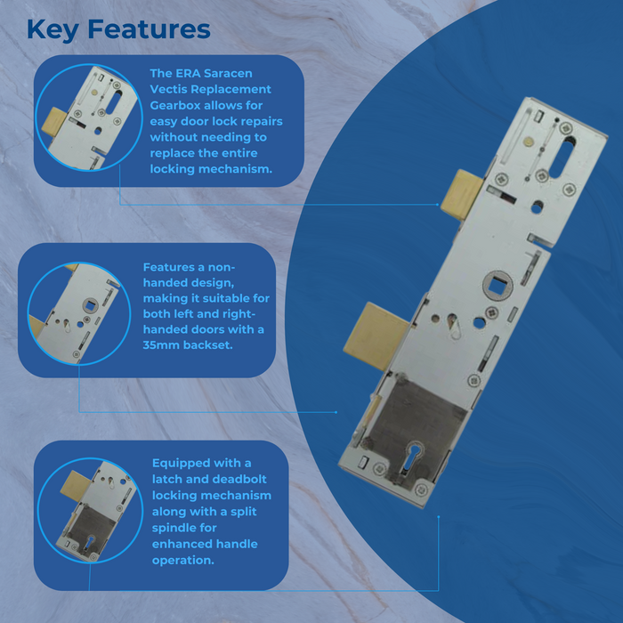 Era Vectis Multipoint Door Lock Centre Gear Box UPVC Doors 35mm Backset 5 Lever Deadbolt