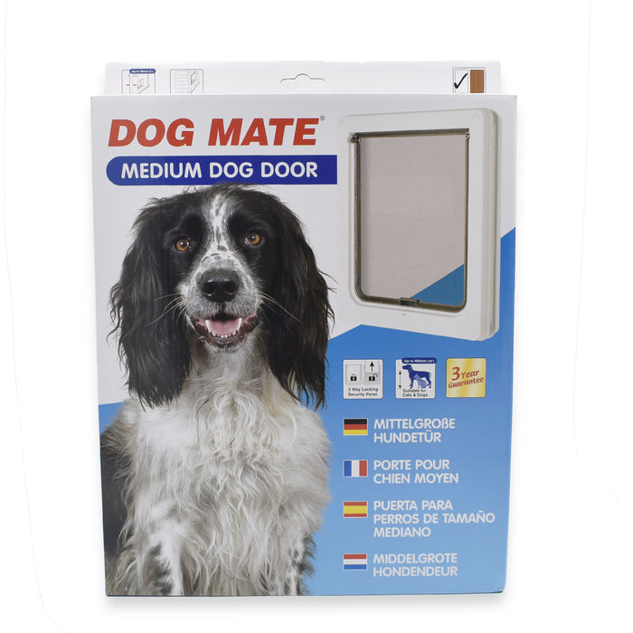 Dog Mate Pet Dog Door Flap Dogs & Cats Medium White 215 215W Flap size 26 x 22cm