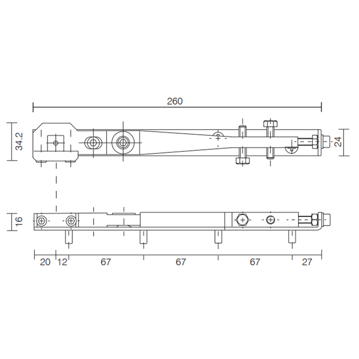 Axim Side Loading Top Arm and Channel for TC-8800 Transom Closer