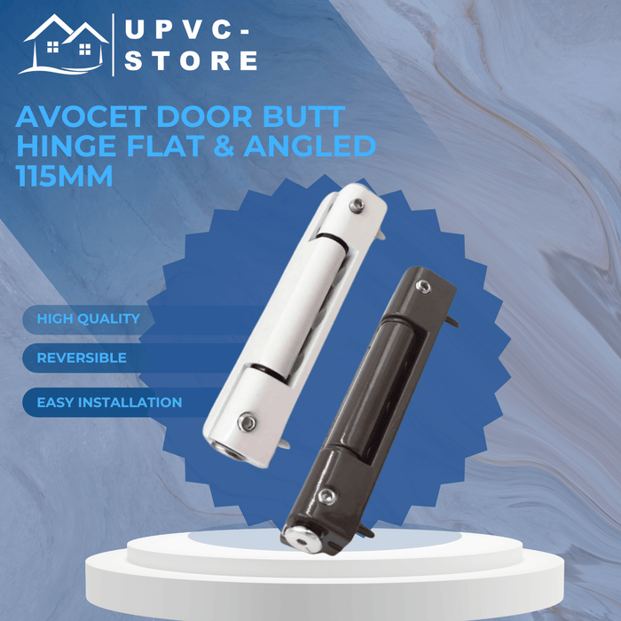 Avocet UPVC Door Butt Hinge Flat And Angled White & Brown 115mm Hinge Butt Hinge