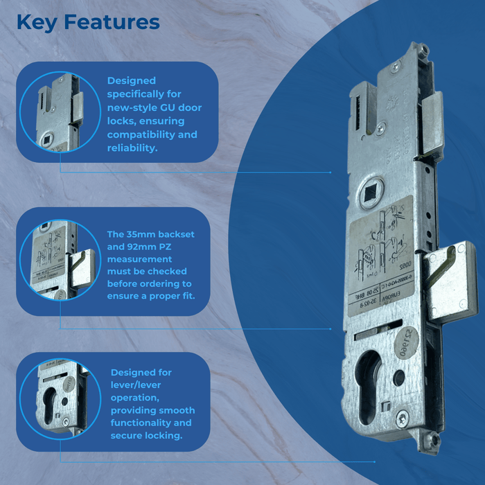 Genuine Gu Door Lock Gearbox Gu Multi Point Upvc Door Lock 35mm 92mm New Style Lock