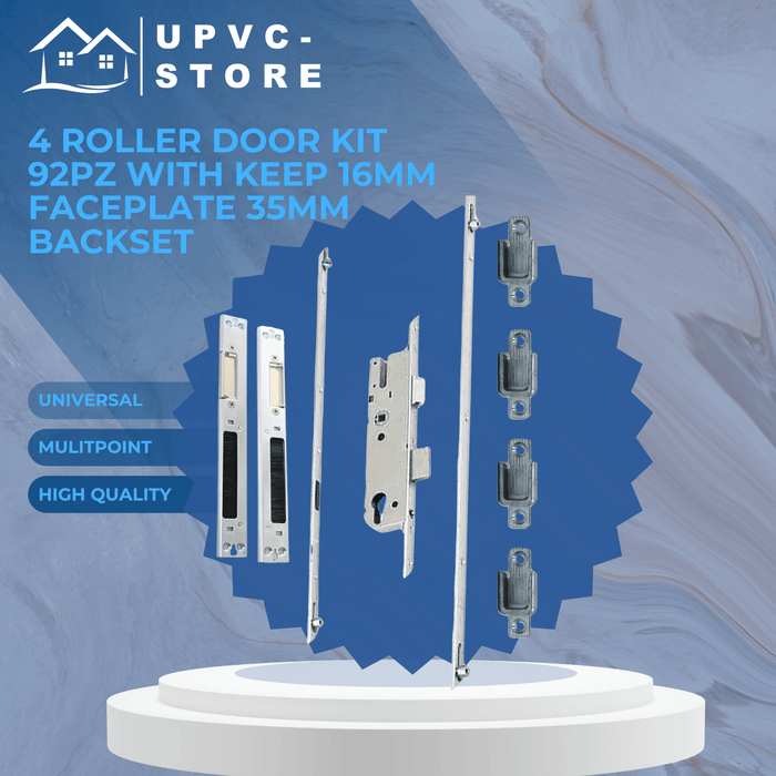 4 roller universal UPVC Door Kit 92pz multipoint with keep 16mm Faceplate 35mm backset