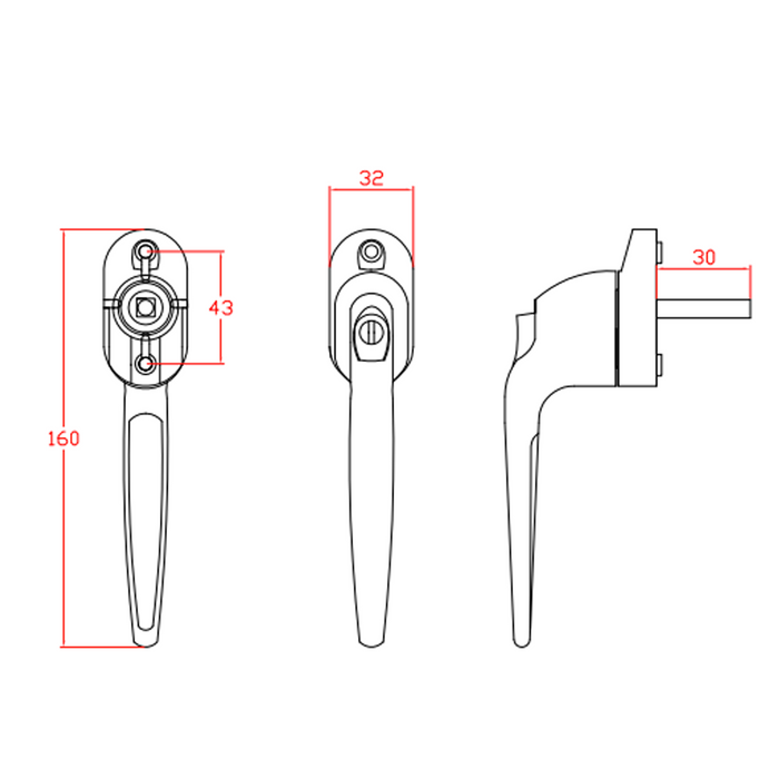 uPVC Tilt and Turn Window Handle Double Glazing Lock 30mm Replacement