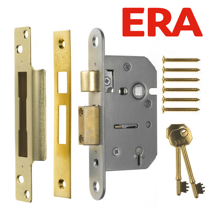 ERA BRITISH STANDARD 5 LEVER DOOR LOCK SASH LOCK 2.5" / 3" Brass Chrome Satin