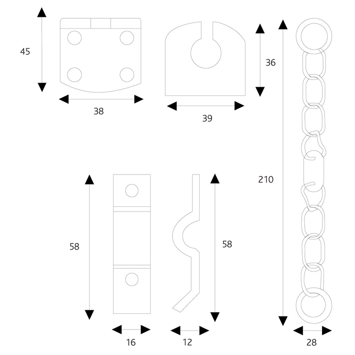 ERA Heavy Duty TS003 PVCu/Timber Door Chain ERA Door Security - Heavy Duty Gold Chain For PVCU Composite/Timber Door