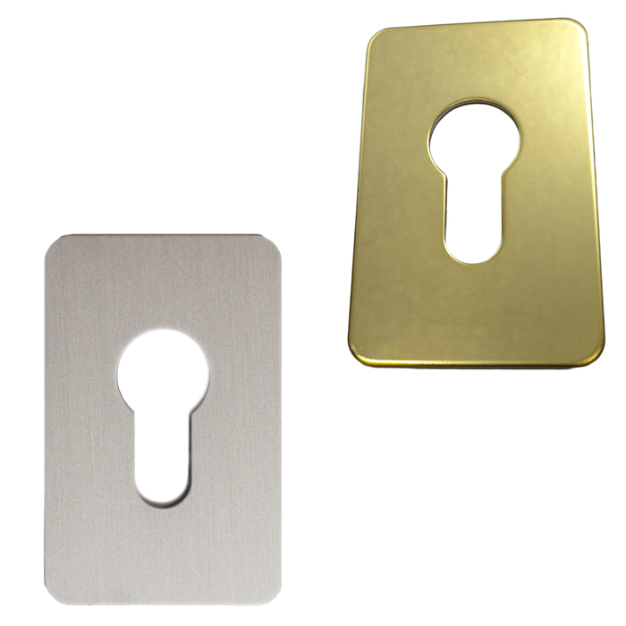 Euro Escutcheon Plate - Stick On - 70mm x 45mm Gold Brushed Silver