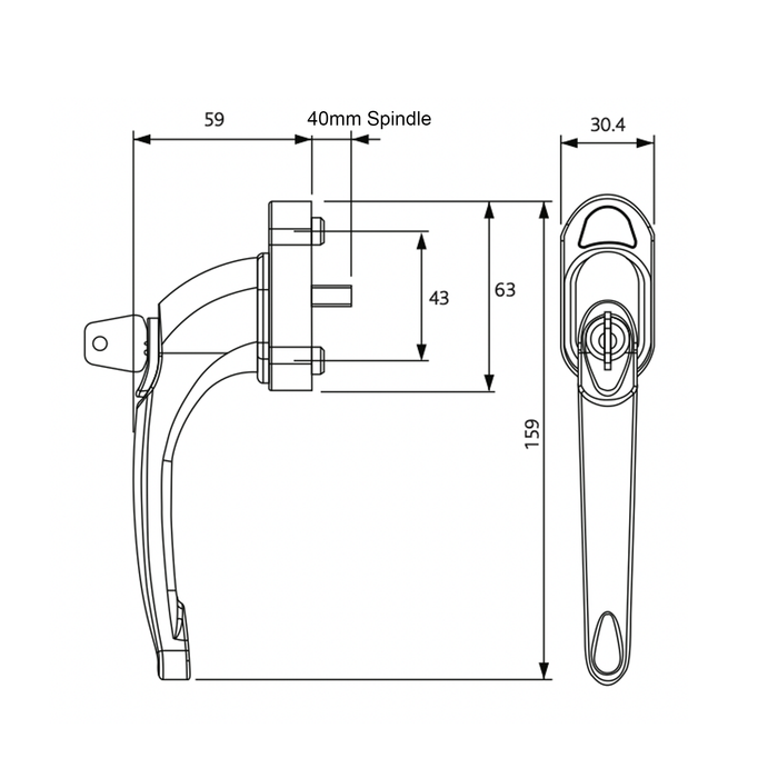 Tilt and Turn Upvc Window Handle Locking High Quality Maxim Tilt Safe 40mm Spindle