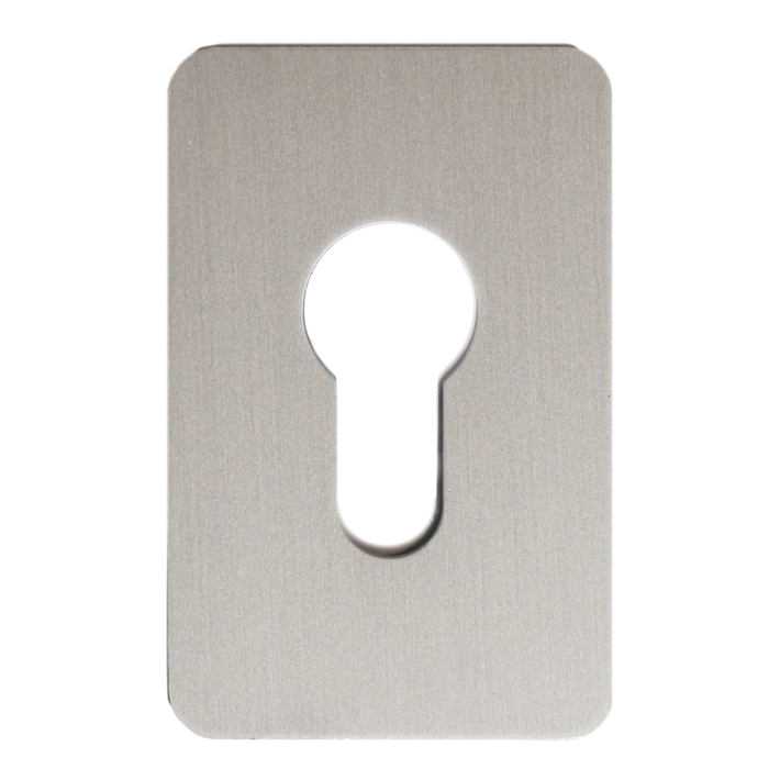 Euro Escutcheon Plate - Stick On - 70mm x 45mm Gold Brushed Silver