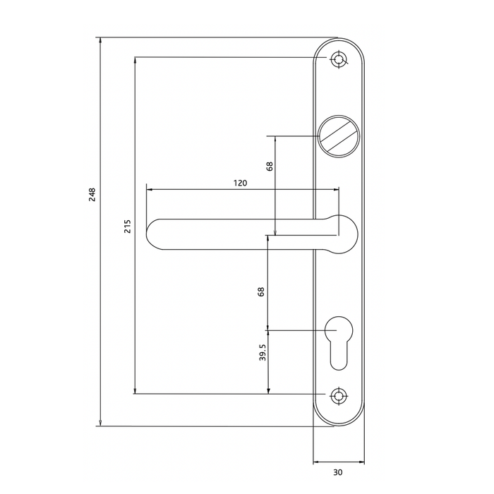 Fab Fix Door Handle Farnham Sprung Inline Lever Lever 68mm Door Handle Snib 