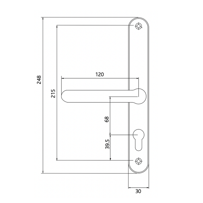 Fab Fix Door Handle Farnham Sprung Inline Lever Lever 68mm Door Handle Snib