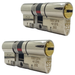 Dual Finish Pair Yale Platinum Keyed Alike Euro Cylinder UPVC Door Lock Anti Snap 3 Star 35 x 35mm