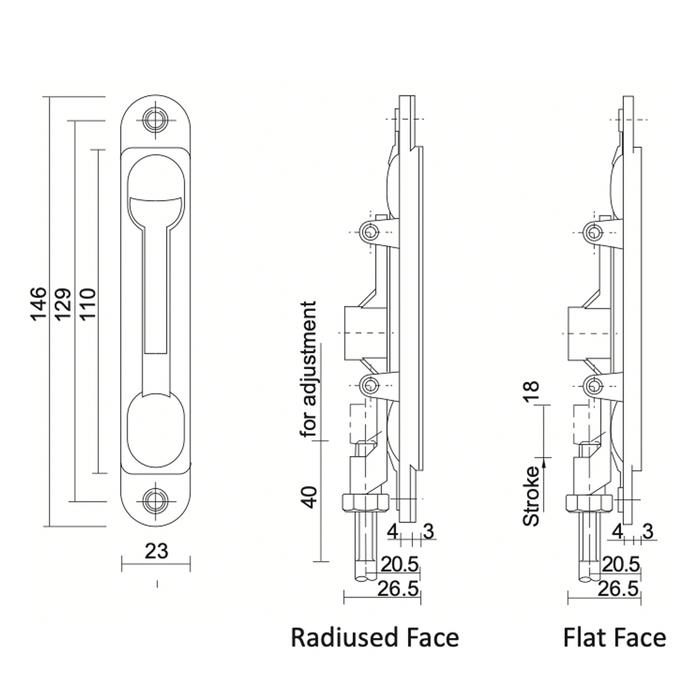 Axim Flush Bolts FB-6200 FB-6300 FB-6400 Lever Shoot Bolt Flat Or Radius Faced